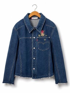LEVI’S Floral Hand Painted Denim Jacket Boho Festival Small